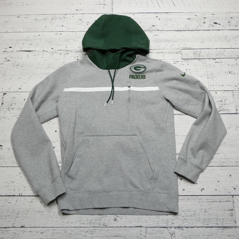 Green Bay Packers Hoodie Size Small Gray Green NFL Footballโ Zip Pocket Nike